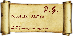 Pototzky Géza névjegykártya